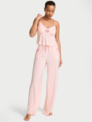 Modal Soft Bow Cami & Wide-Leg Pant Set