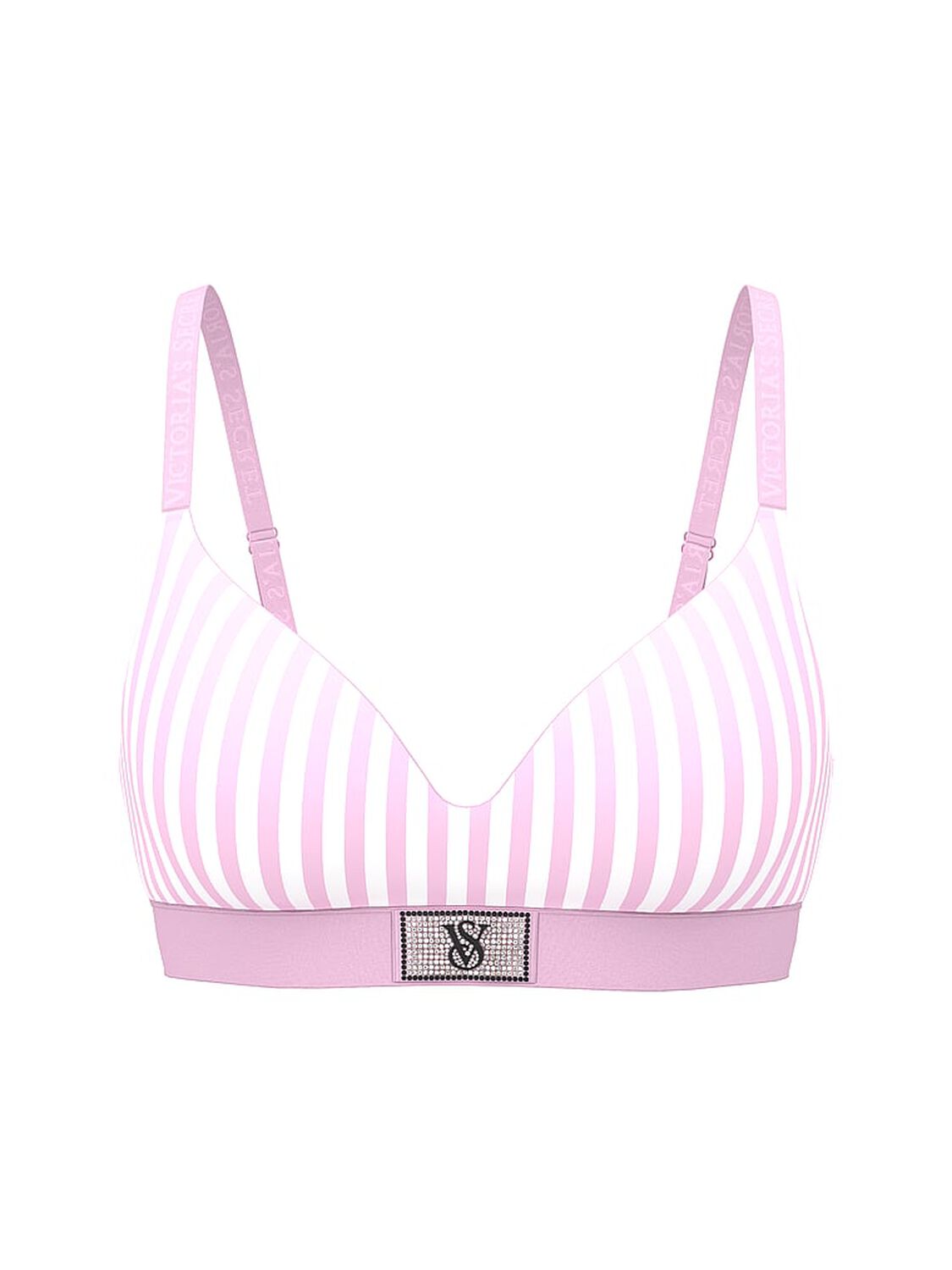 vs The T-Shirt Shine Patch Lightly Lined Wireless Bra Pink Stripes 3 of 3 