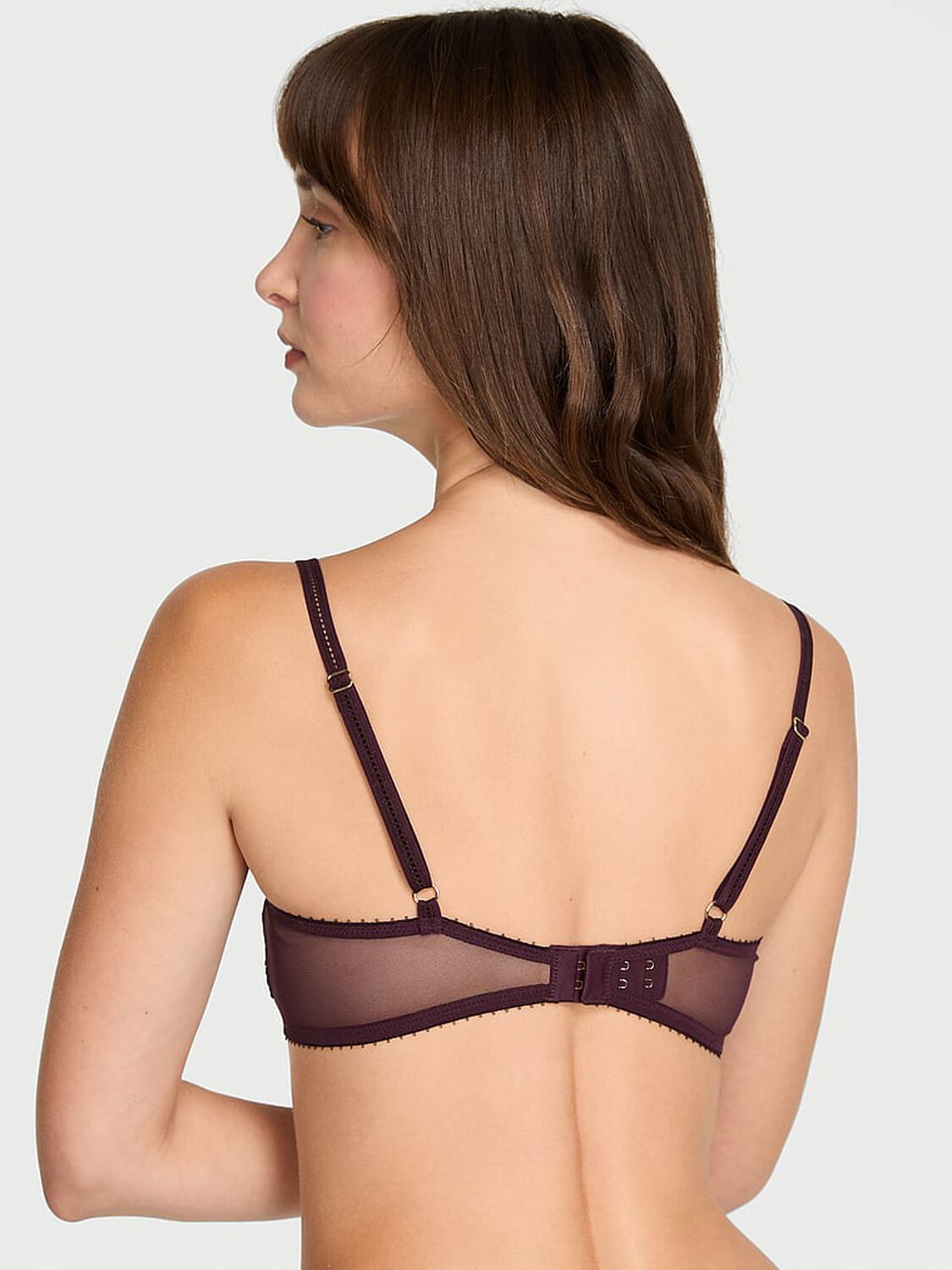 vs Very Sexy Laces Out Embroidery Unlined Semi Open-Cup Balconette Bra Winter Wine 2 of 4 