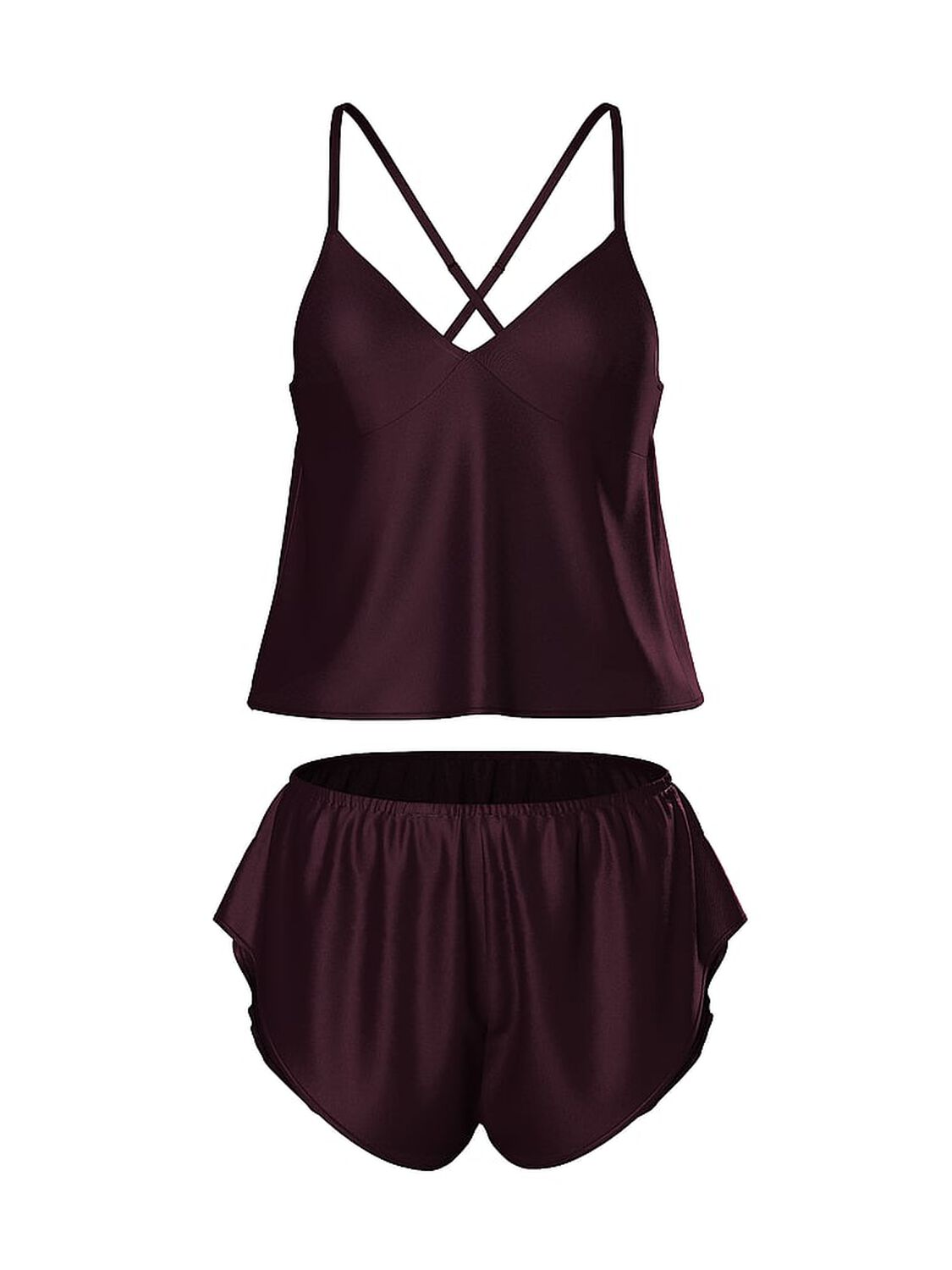 vs Victoria's Secret Satin Open-Back Cami & Shorts Set Winter Wine 3 of 3 