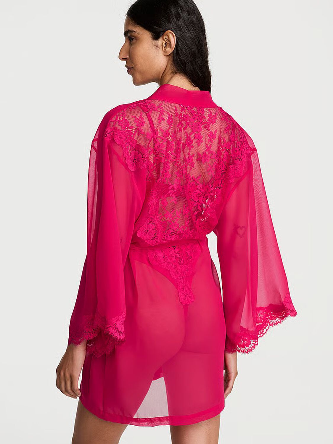 vs Dream Angels Chiffon & Lace Short Robe 2 of 3 
