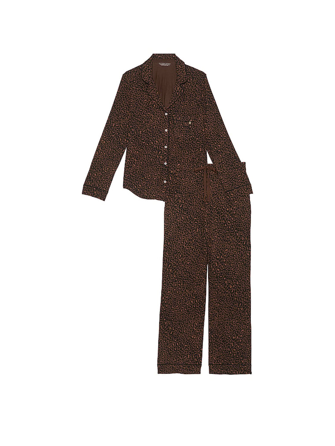 vs Victoria's Secret Modal Long Pajama Set Ganache Glam Leopard 3 of 4 