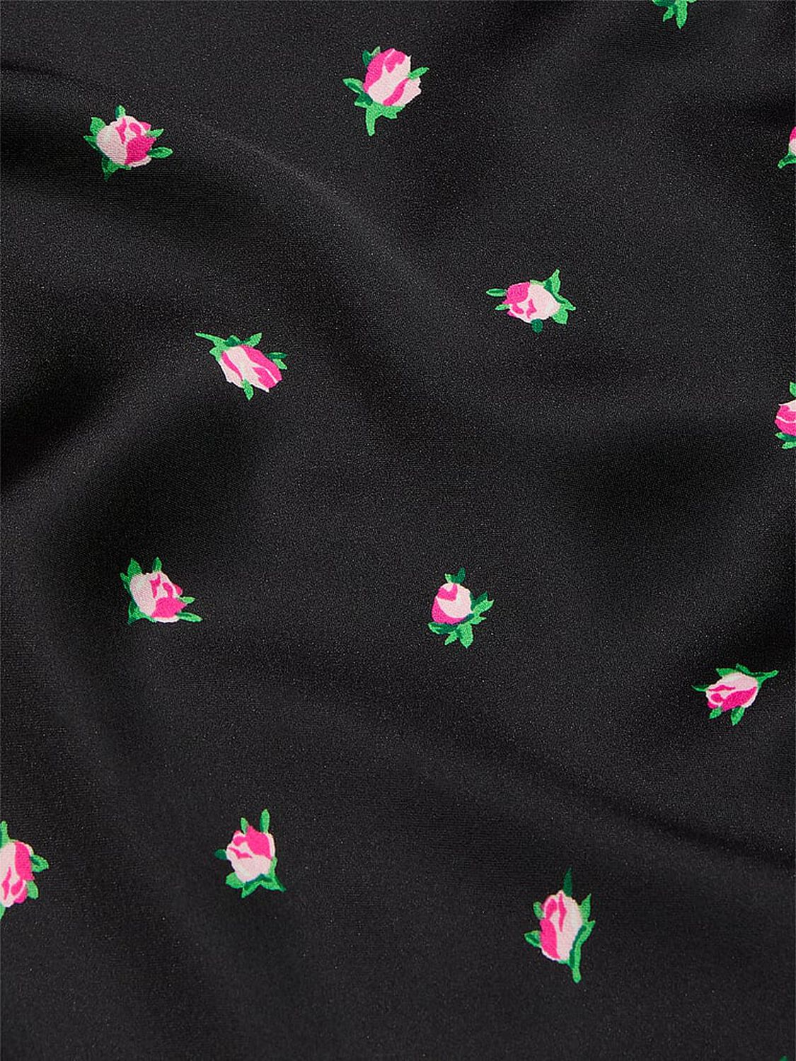 vs Victoria's Secret Satin Short Pajama Set Black Rosebuds 4 of 4 