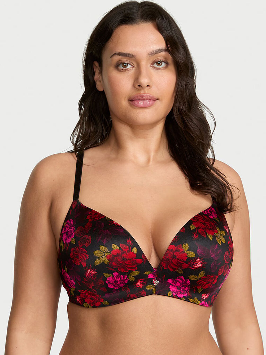 vs Very Sexy So Obsessed Smooth Wireless Push-Up Bra Red Floral 1 of 3 