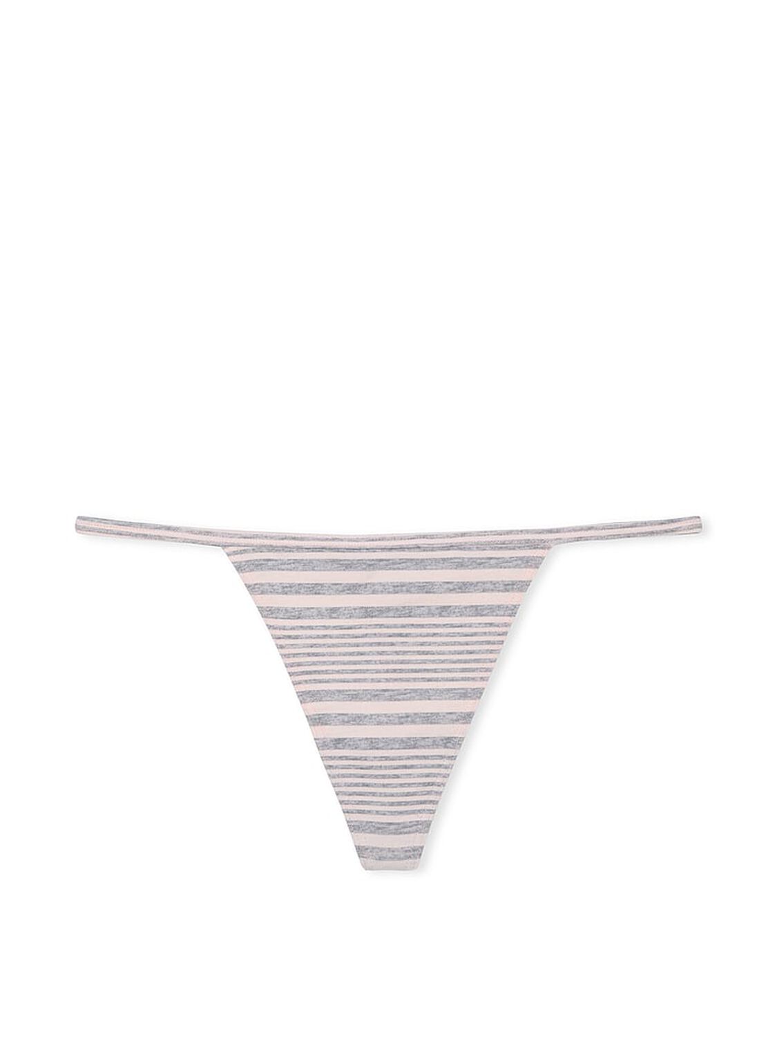 vs Victoria's Secret Stretch Cotton V-String Panty Pink & Grey Stripes 3 of 3 