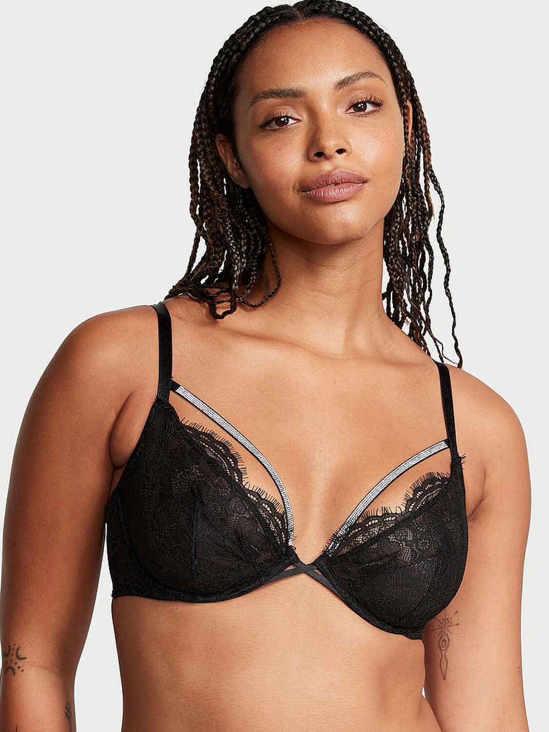 vs Very Sexy Shine Strappy Unlined Lace Low-Cut Demi Bra 1 of 5 
