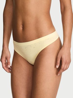 Seamless Floral Rib Thong Panty