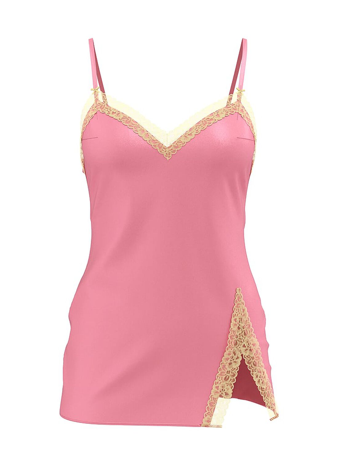 vs Victoria's Secret Tease Satin Lace-Trim Mini Slip Dress Pink Hope 3 of 3 