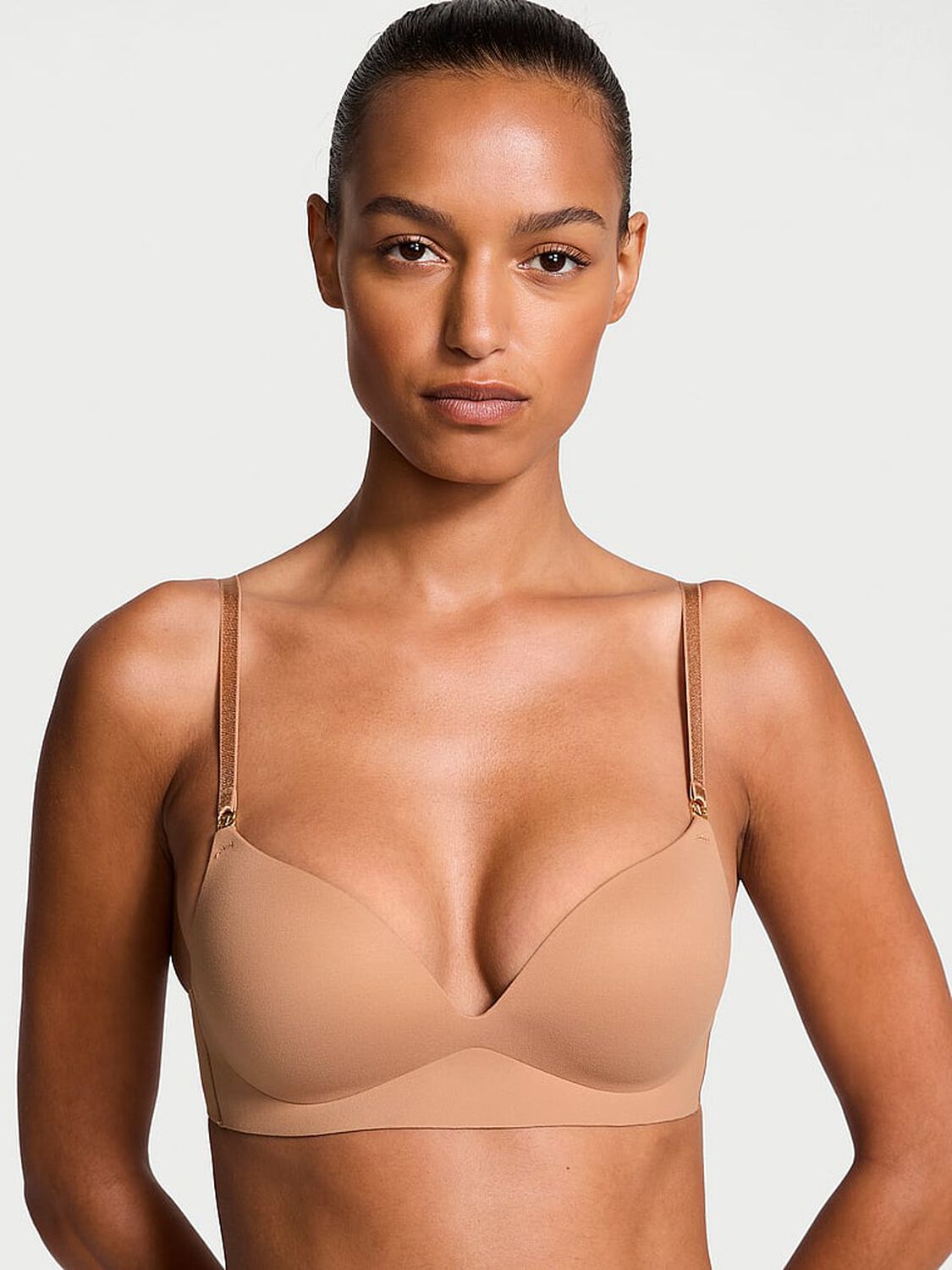 vs Dream Angels Smooth Wireless Push-Up Plunge Bra Beige 1 of 4 