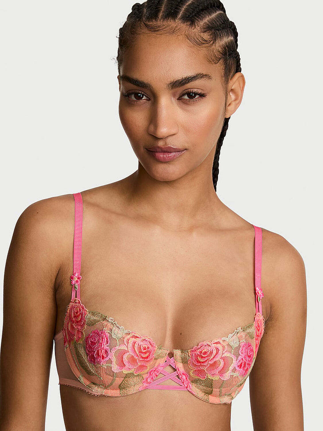 vs Dream Angels Wicked Unlined Sweet Melody Embroidery Balconette Bra Sweet Melody Pink 1 of 4 