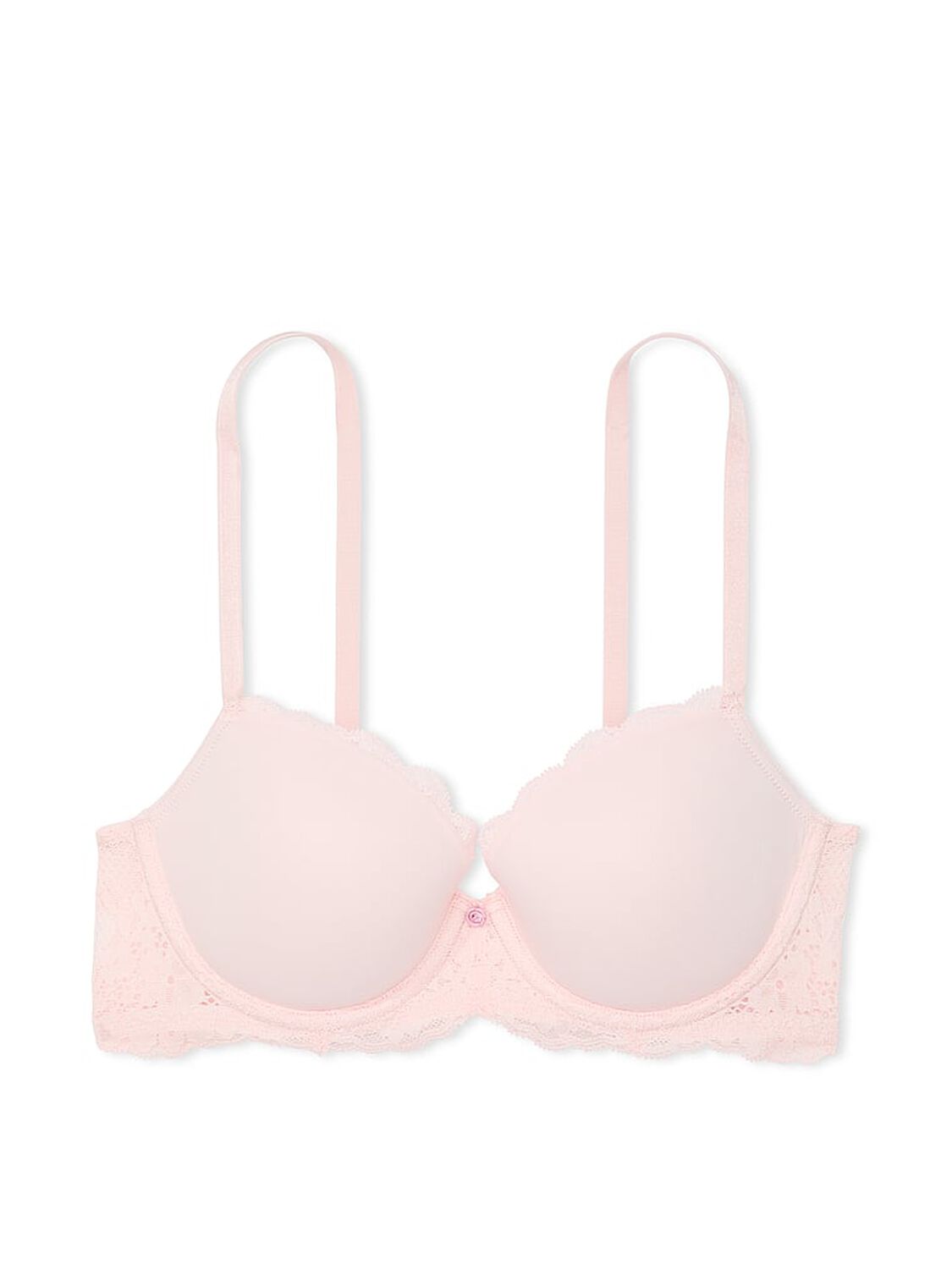 vs Dream Angels Smooth & Lace Lightly Lined Classic Coverage Demi Bra Purest Pink 3 of 4 