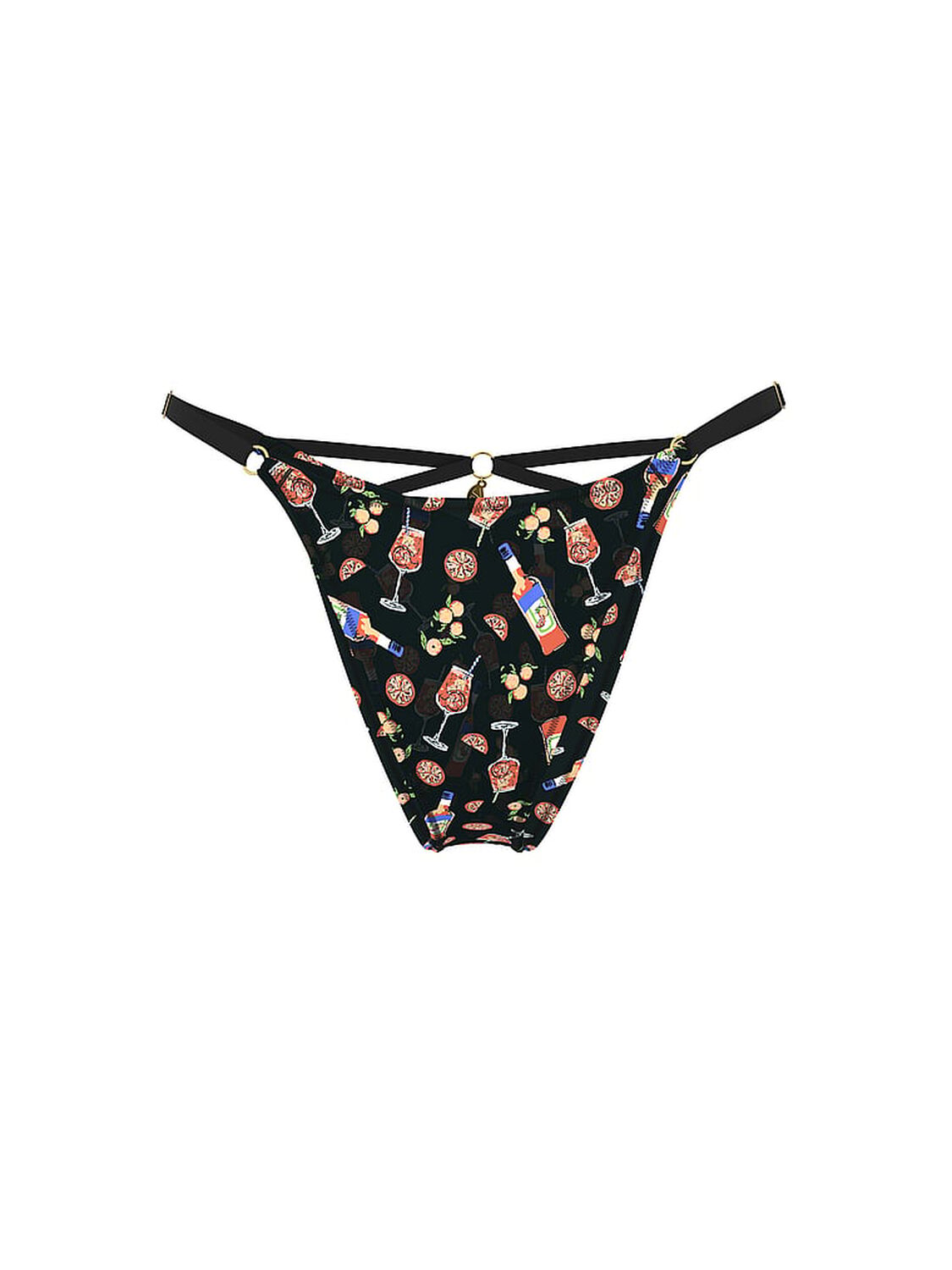 vs Very Sexy Smooth Strappy-Back Charm Adjustable Brazilian Panty Black Summer Spritz 2 of 3 