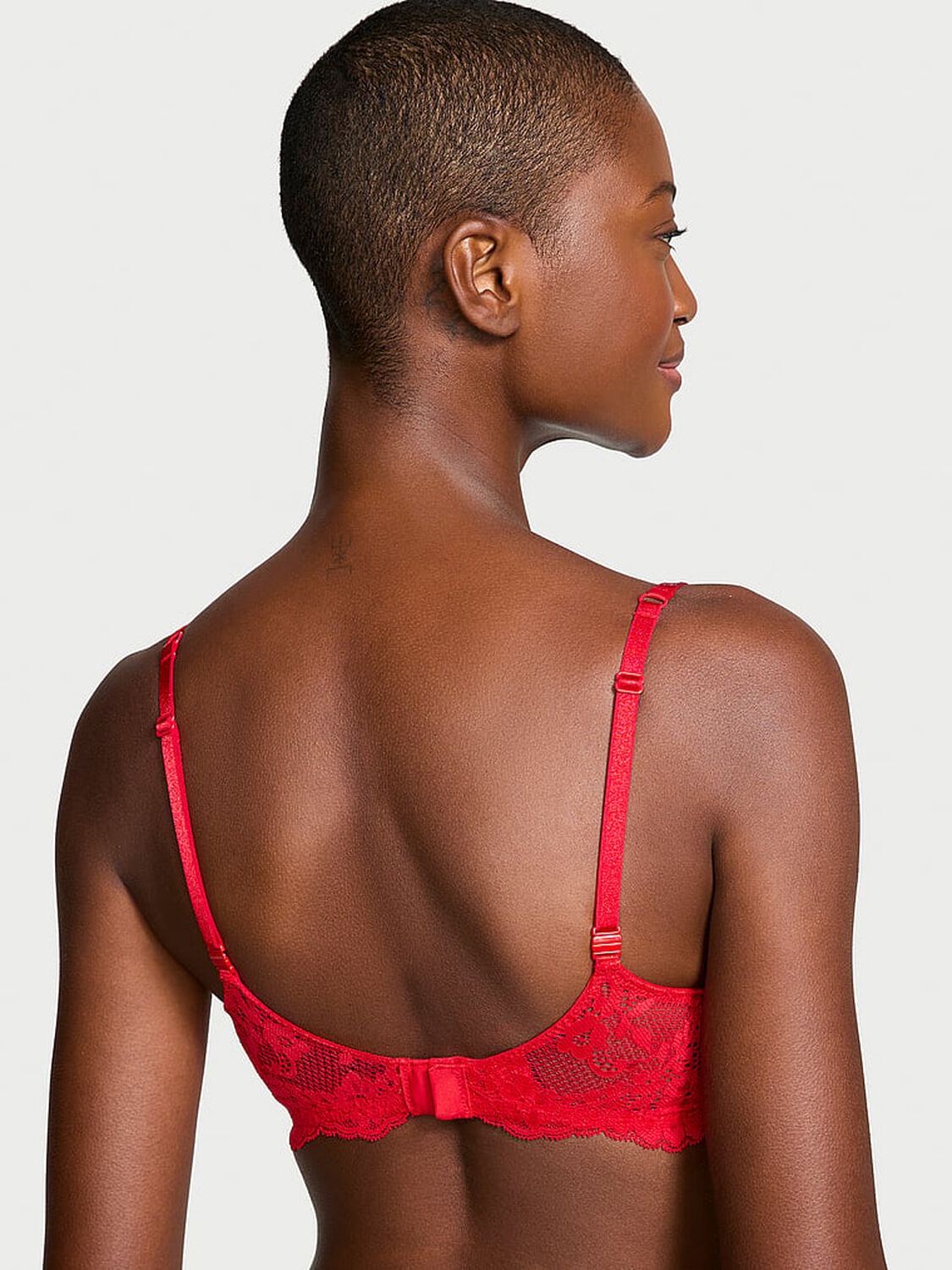 vs Dream Angels Wicked Twinkle Strap Unlined Lace Balconette Bra Bright Vermillion 2 of 4 