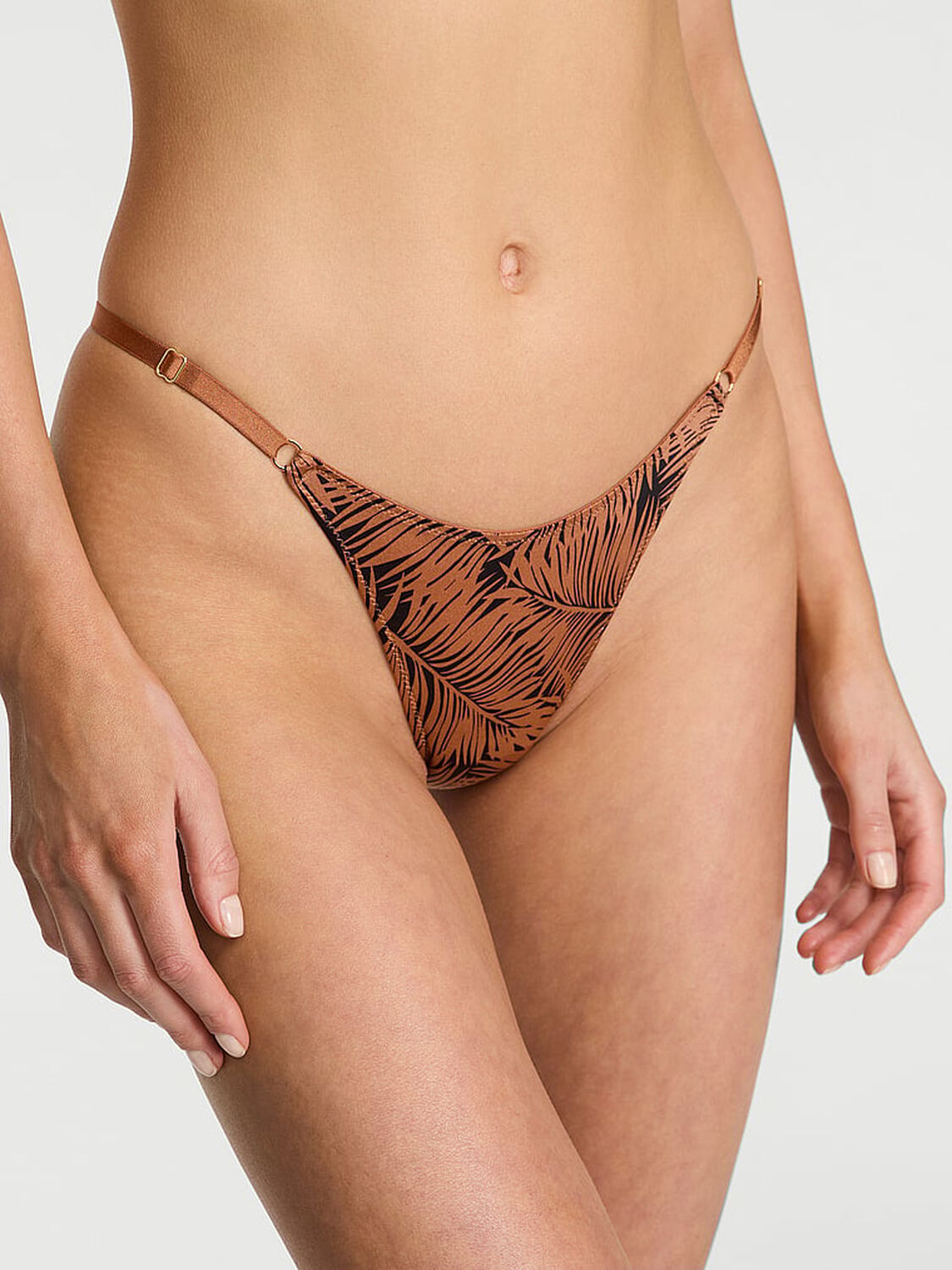 vs Very Sexy Smooth Strappy-Back Charm Adjustable Brazilian Panty Cocoa Palms 2 of 2 