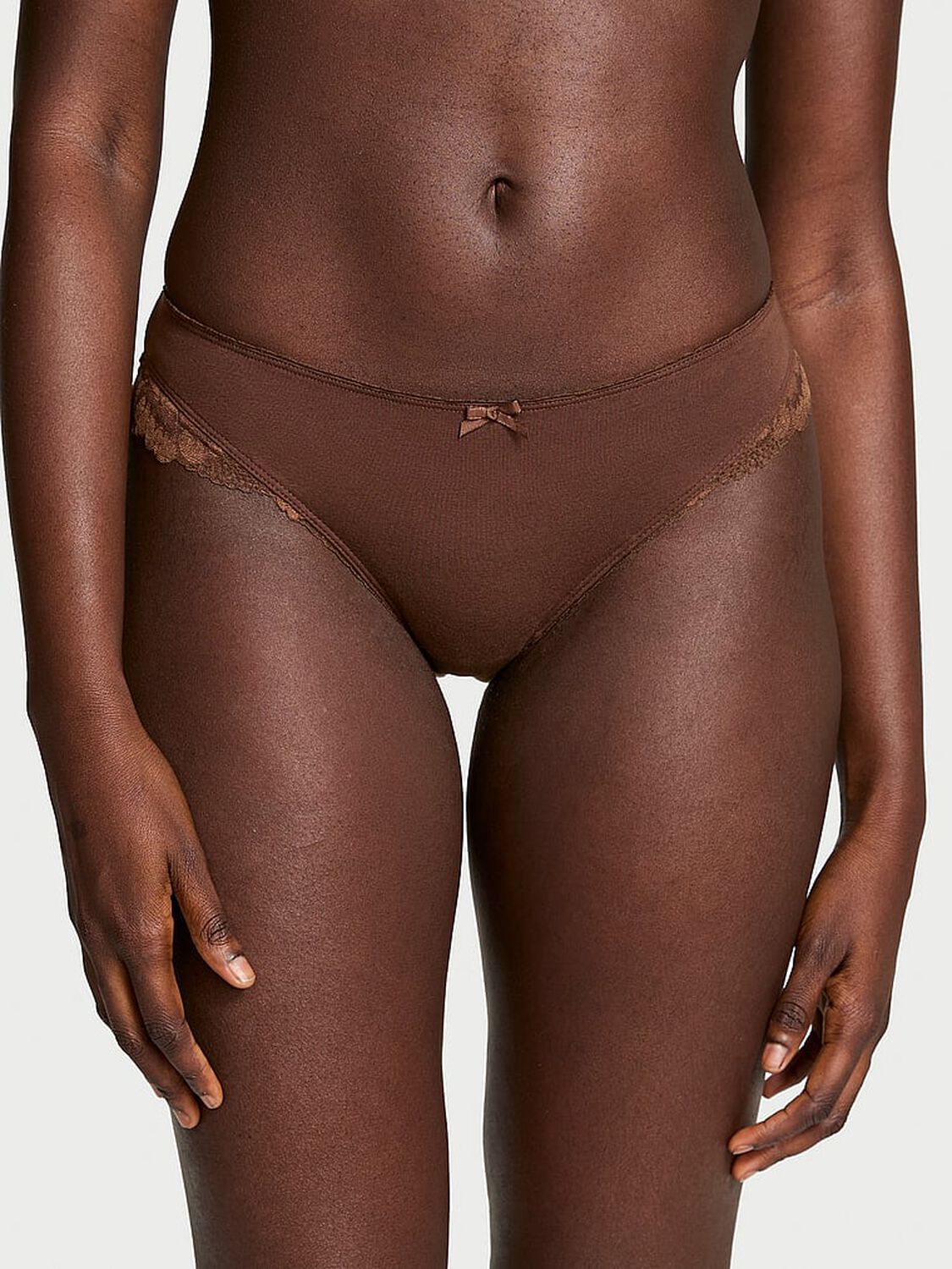 vs Victoria's Secret Body by Victoria Stretch Cotton Lace-Waist Bikini Panty Ganache 3 of 3 