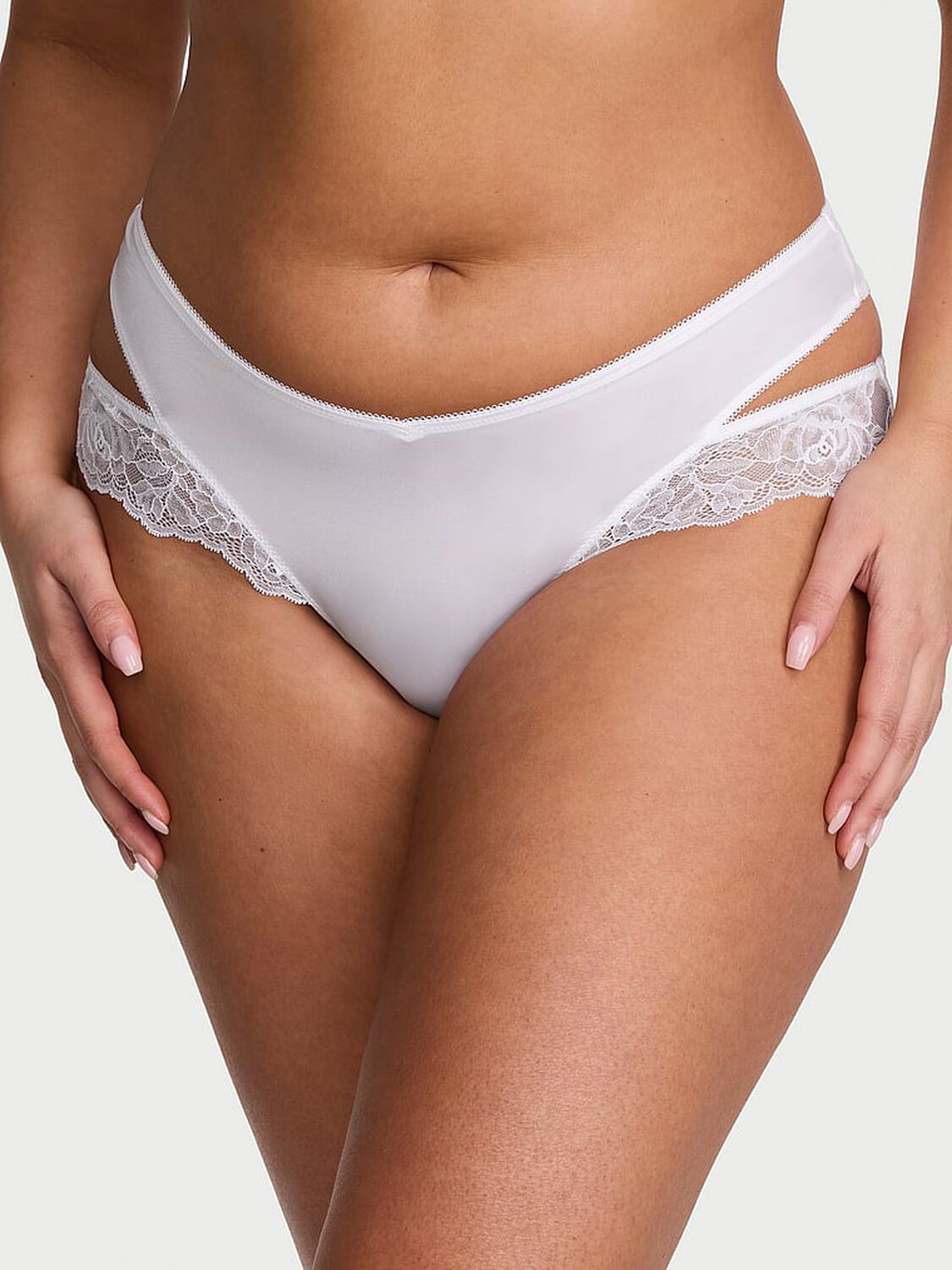 vs Very Sexy Rose Lace-Trim Cut-Out Cheeky Panty White 1 of 2 