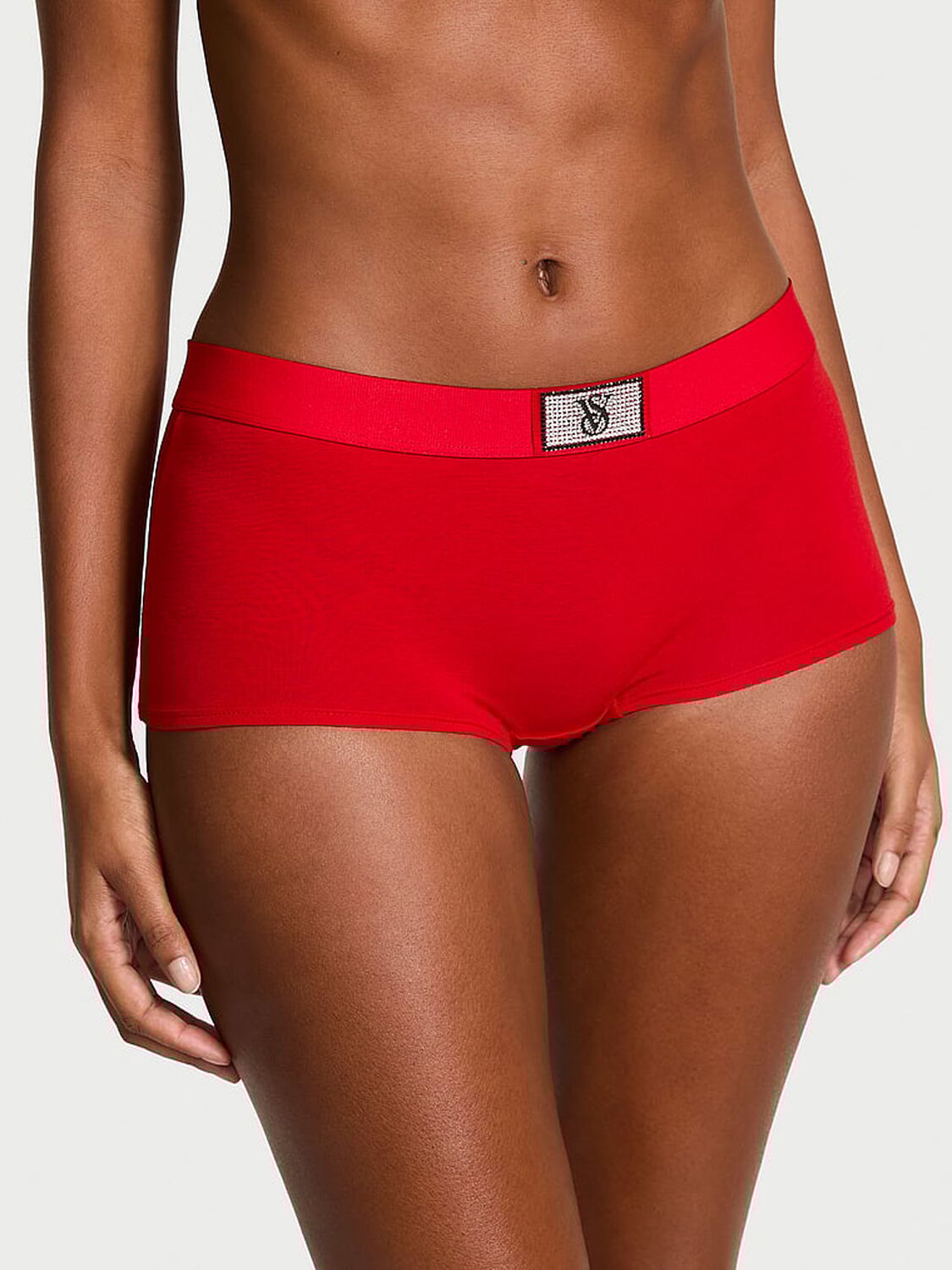vs Cotton Logo Cotton Shine Patch Boyshort Panty Lipstick 1 of 2 