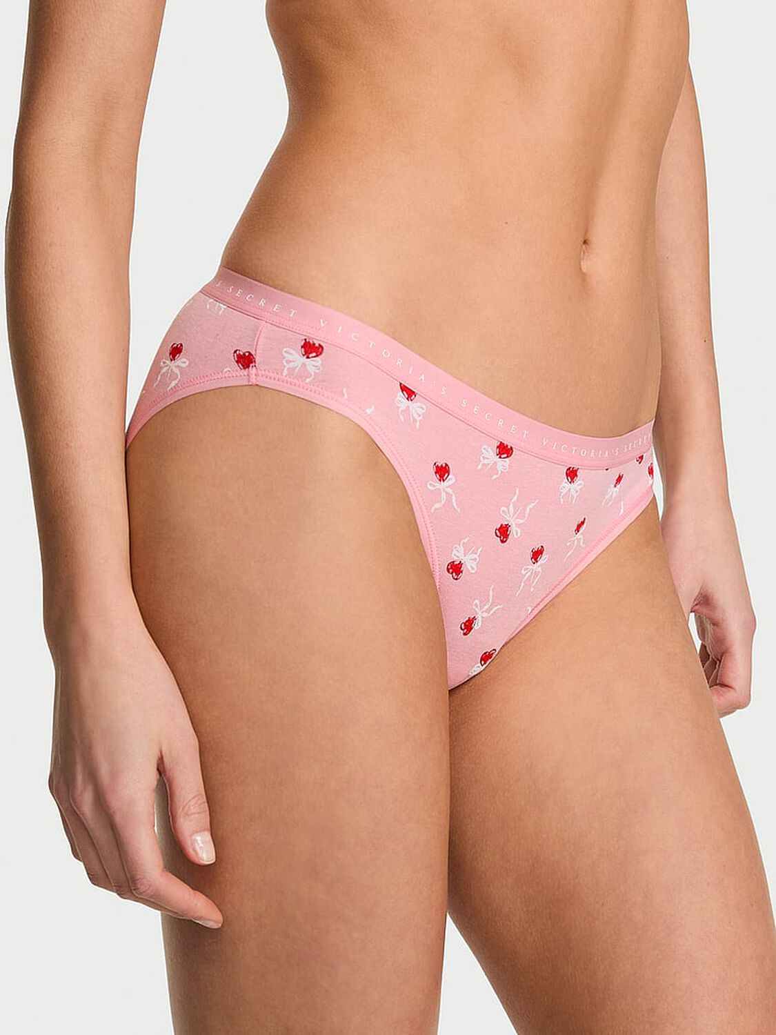 vs Victoria's Secret Stretch Cotton Bikini Panty Pink Heart Lollipops 1 of 3 
