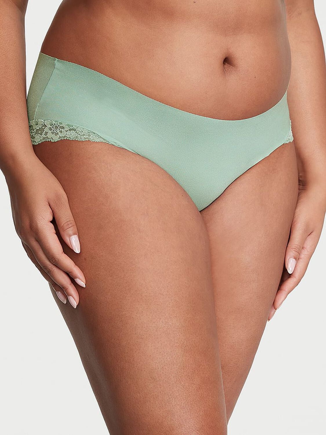 vs No-Show No-Show Lace-Trim Hiphugger Panty Green 1 of 3 