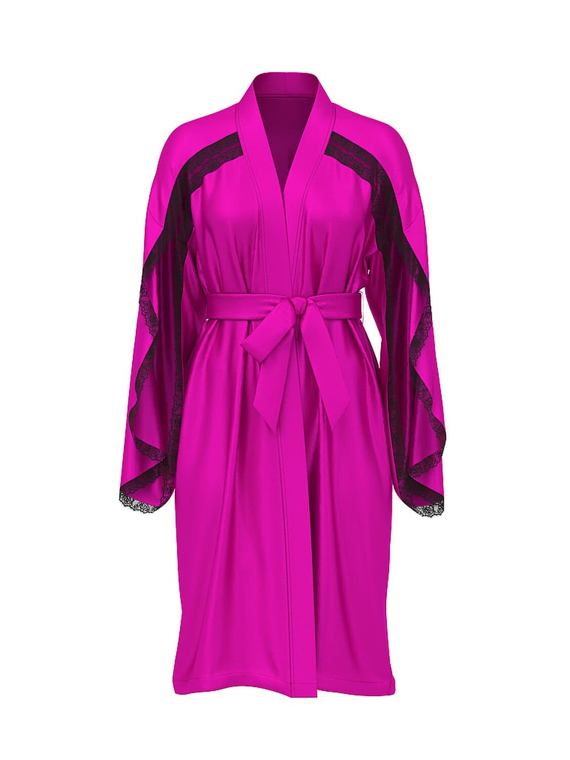 vs Very Sexy Satin Rose Lace-Trim Midi Robe Berrylicious 3 of 3 