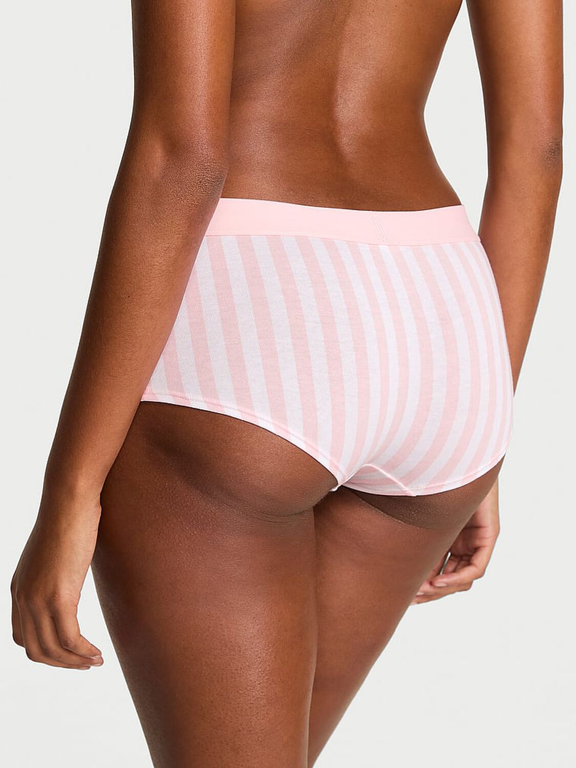 vs Cotton Logo Cotton Shine Patch Boyshort Panty Pink Stripes 2 of 2 