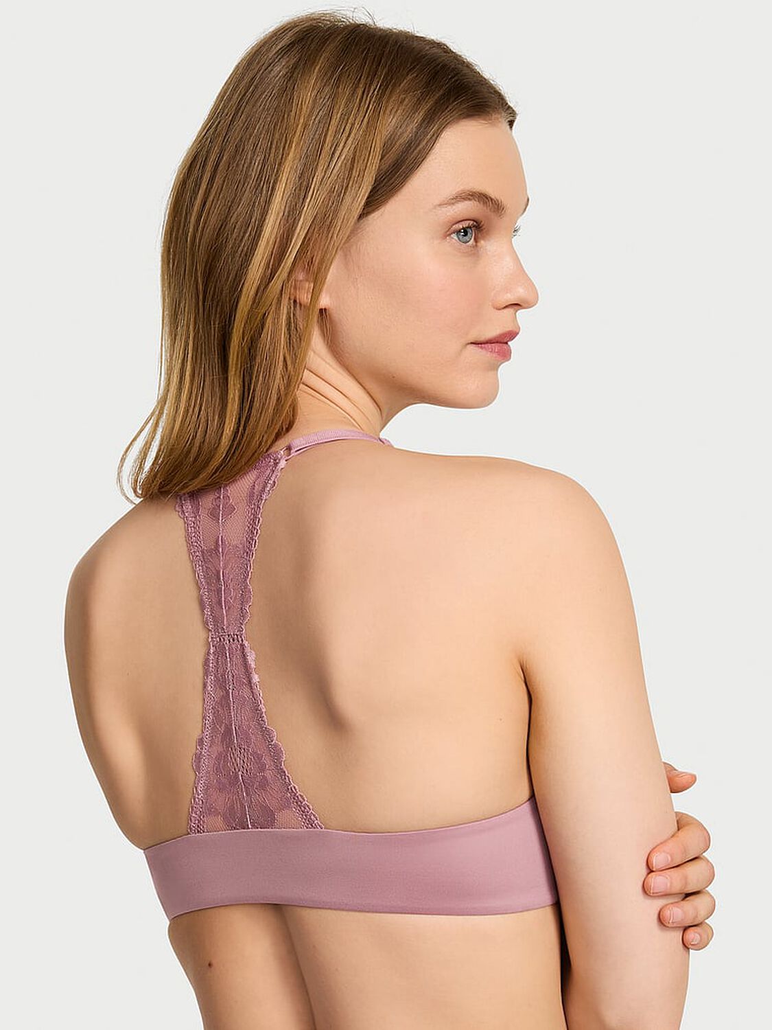 vs Body By Victoria Lightly Lined Lace Racerback Demi Bra Nostalgia Rose 2 of 3 