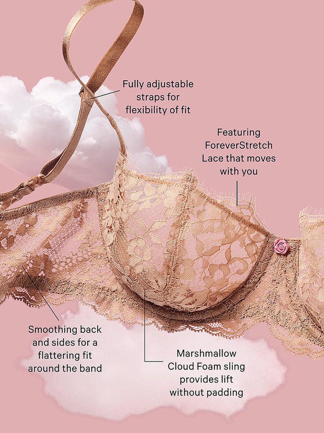 vs Dream Angels Wicked Unlined Lace Balconette Bra Praline 5 of 5 