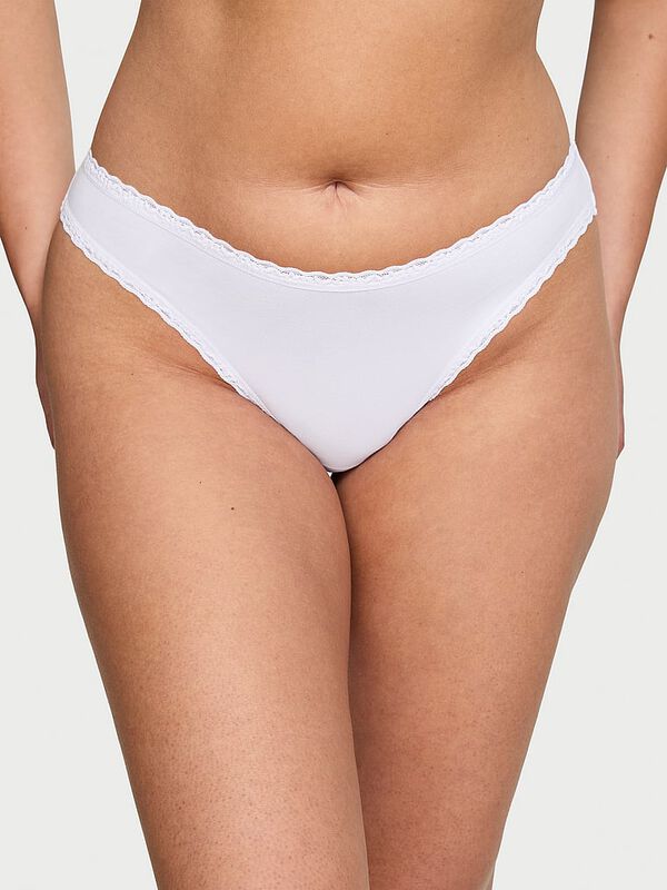 Cotton Lace-Waist Bikini Panty