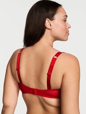 Shine Strap Unlined Low-Cut Lace Demi Bra