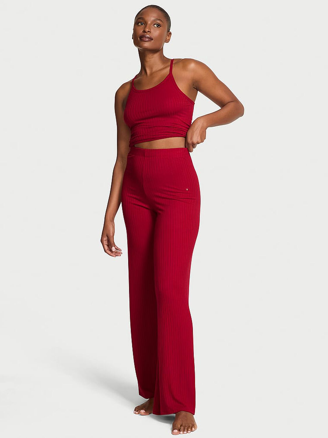 vs Victoria's Secret Modal Wide-Rib Lounge Tank & Pants Set Red Lacquer 1 of 2 
