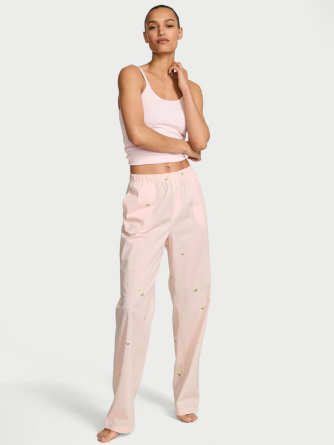 vs Victoria's Secret Mix & Match Sleep Heritage Cotton Pajama Pants Ballet Pink Floral 1 of 3 