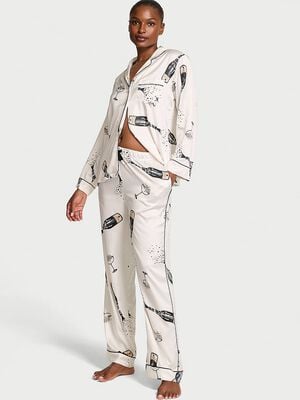 Glazed Satin Long Pajama Set