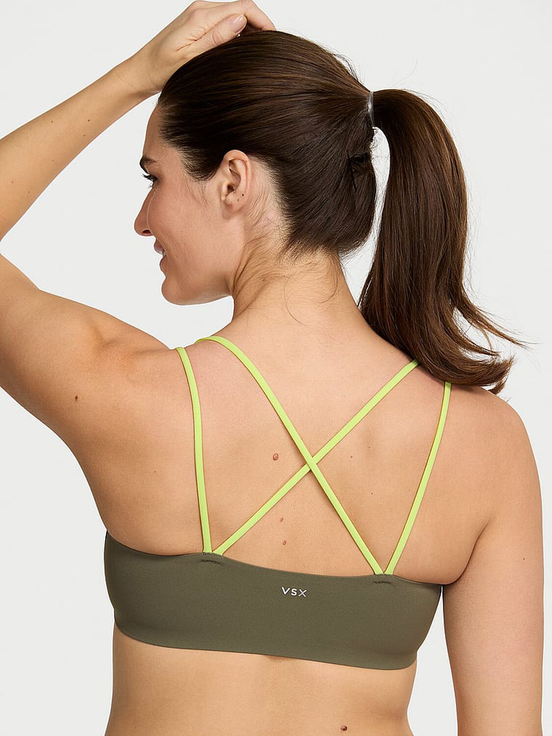 vs Vsx VSX Elevate� Chroma Contours Plunge Sports Bra Desert Cactus 2 of 3 