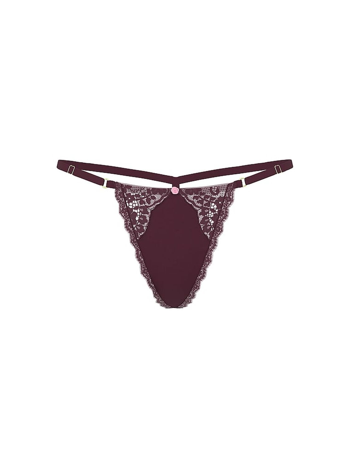 vs Dream Angels Lace-Trim Adjustable V-String Panty Winter Wine 3 of 3 