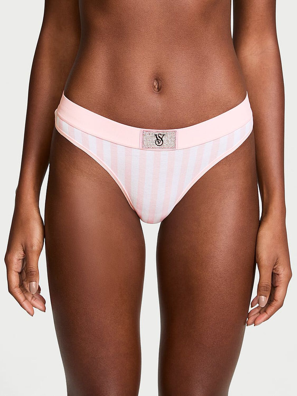 vs Cotton Logo Cotton Shine Patch Thong Panty 1 of 4 