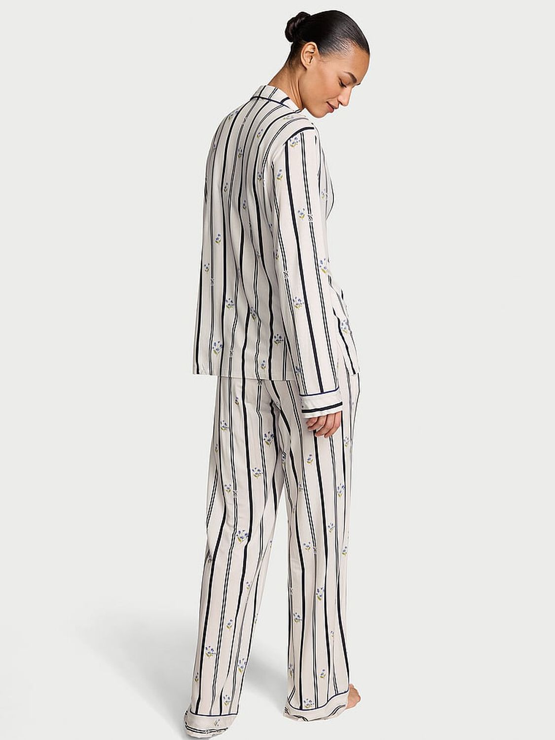 vs Victoria's Secret SoSoft&trade; Modal Long Pajama Set Coconut White Floral Stripes 2 of 4 
