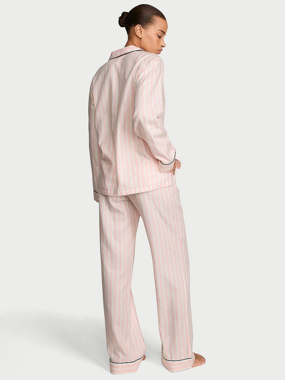 vs Victoria's Secret Flannel Long Pajama Set Heritage Stripe 2 of 2 