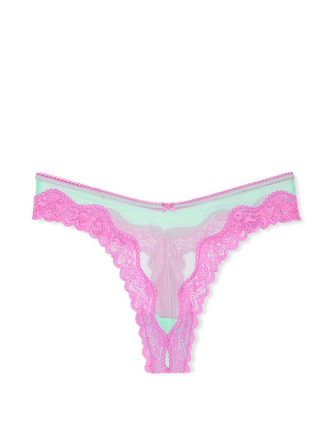 vs Victoria's Secret Tease Mesh Lace-Trim High-Leg Thong Panty 3 of 4 