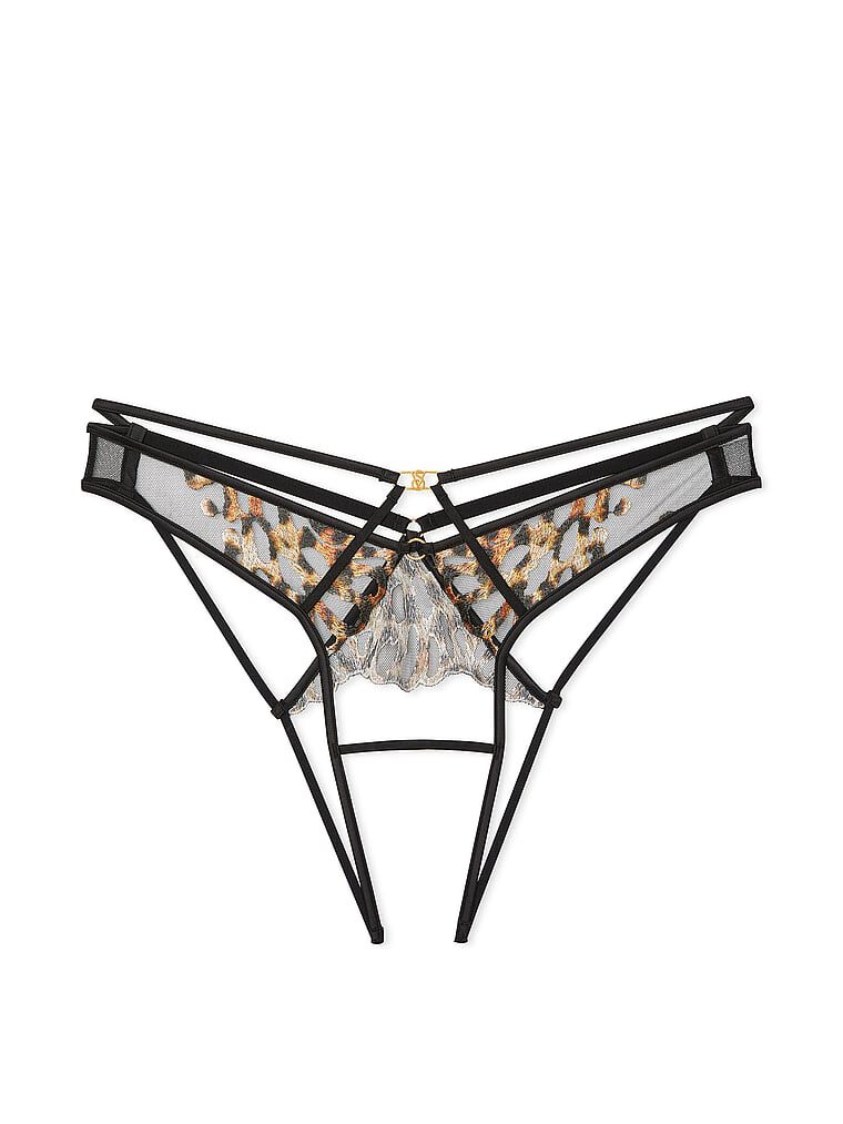 Leopard Embroidery Crotchless Brazilian Panty | Victoria's