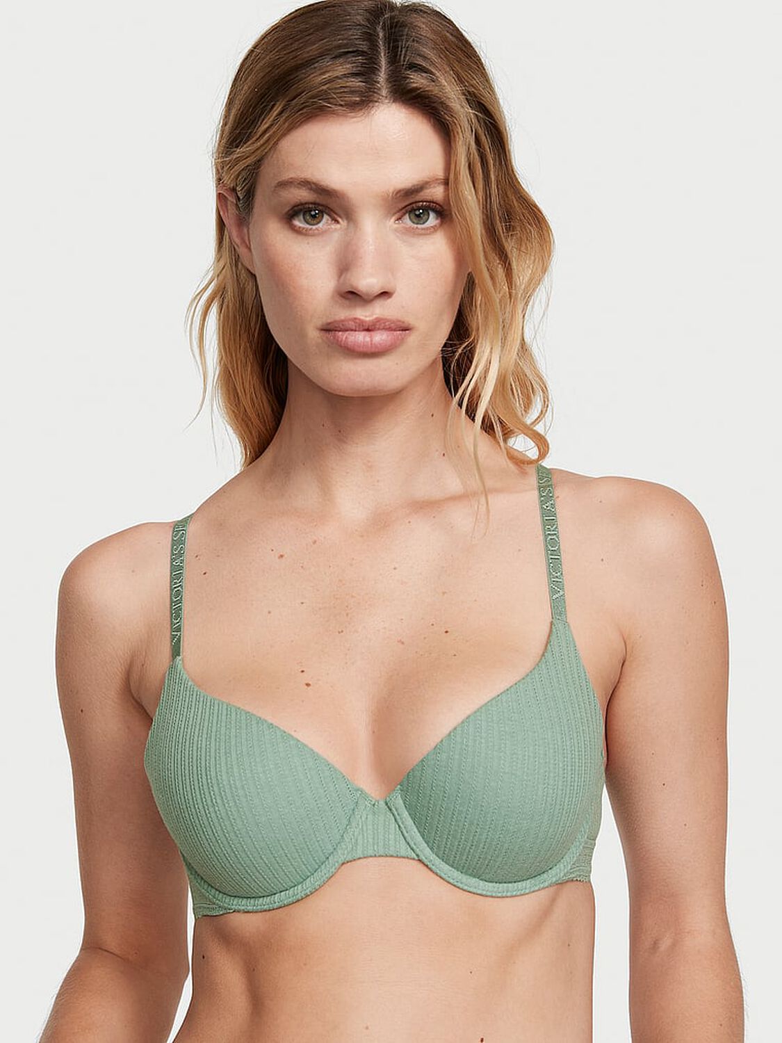 vs The T-Shirt Lightly Lined Pointelle Demi Bra 1 of 3 