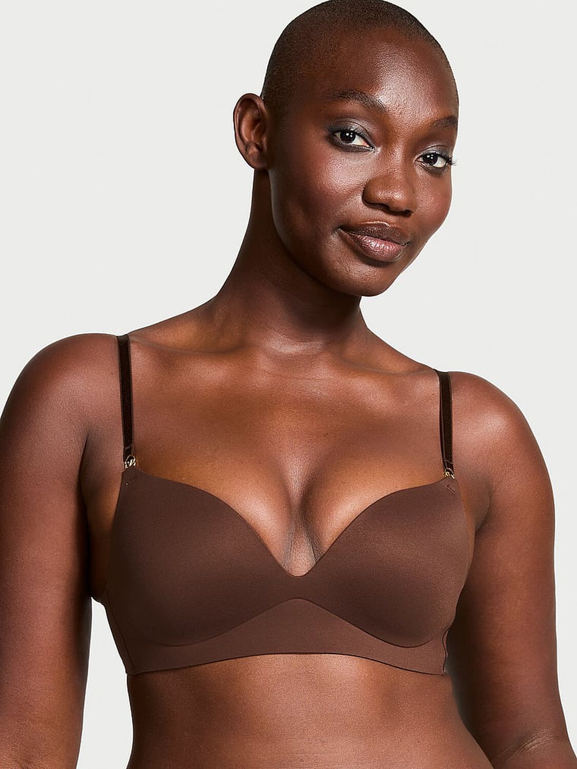 vs Dream Angels Smooth Wireless Push-Up Plunge Bra Ganache 1 of 4 