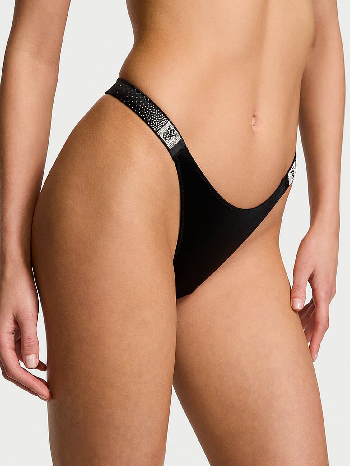 vs Very Sexy Scattered Shine Strap Brazilian Panty Black 1 of 4 
