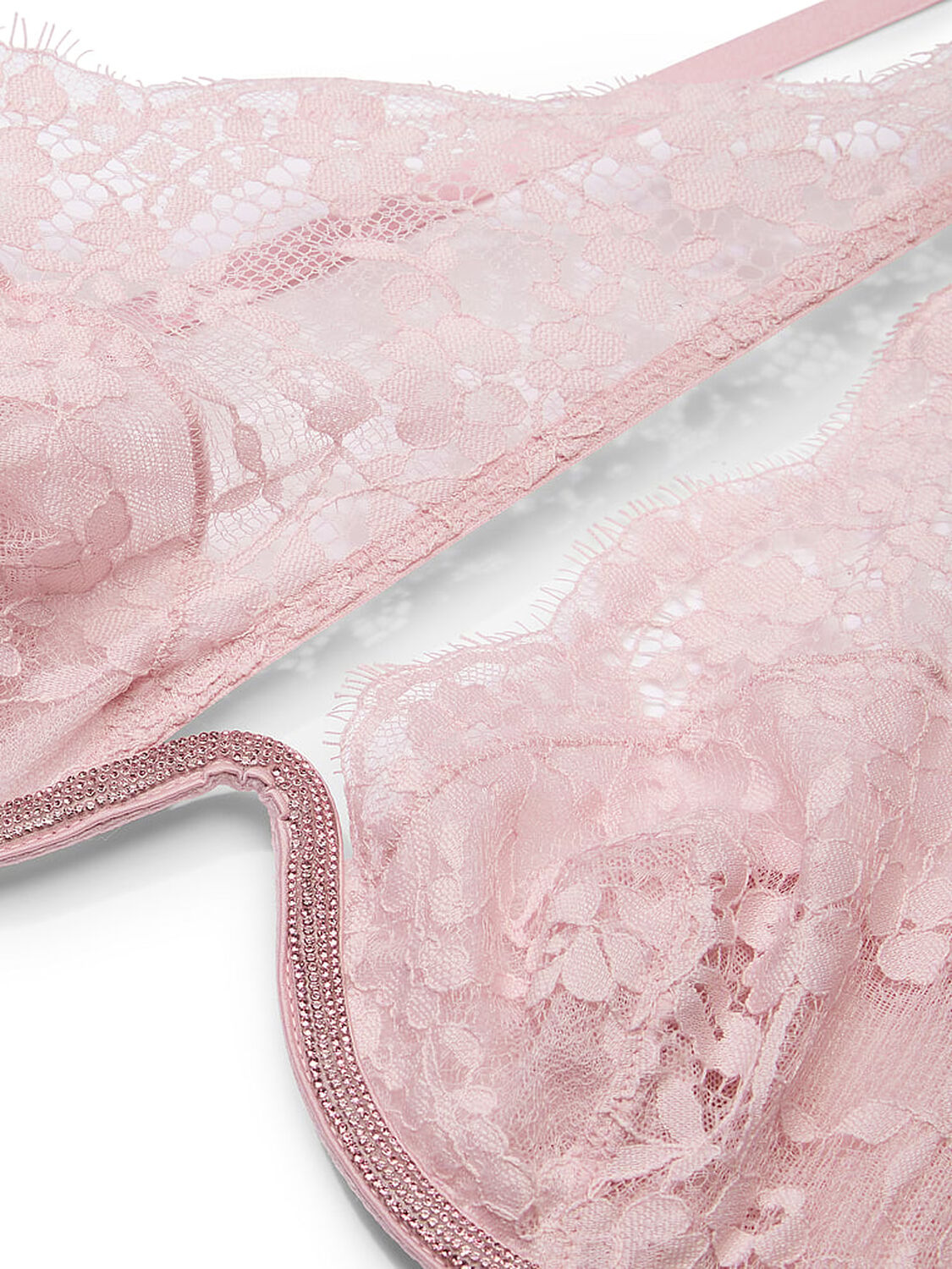 vs Dream Angels Twinkle Lace One-Shoulder Monowire Bra Chalk Rose 4 of 4 