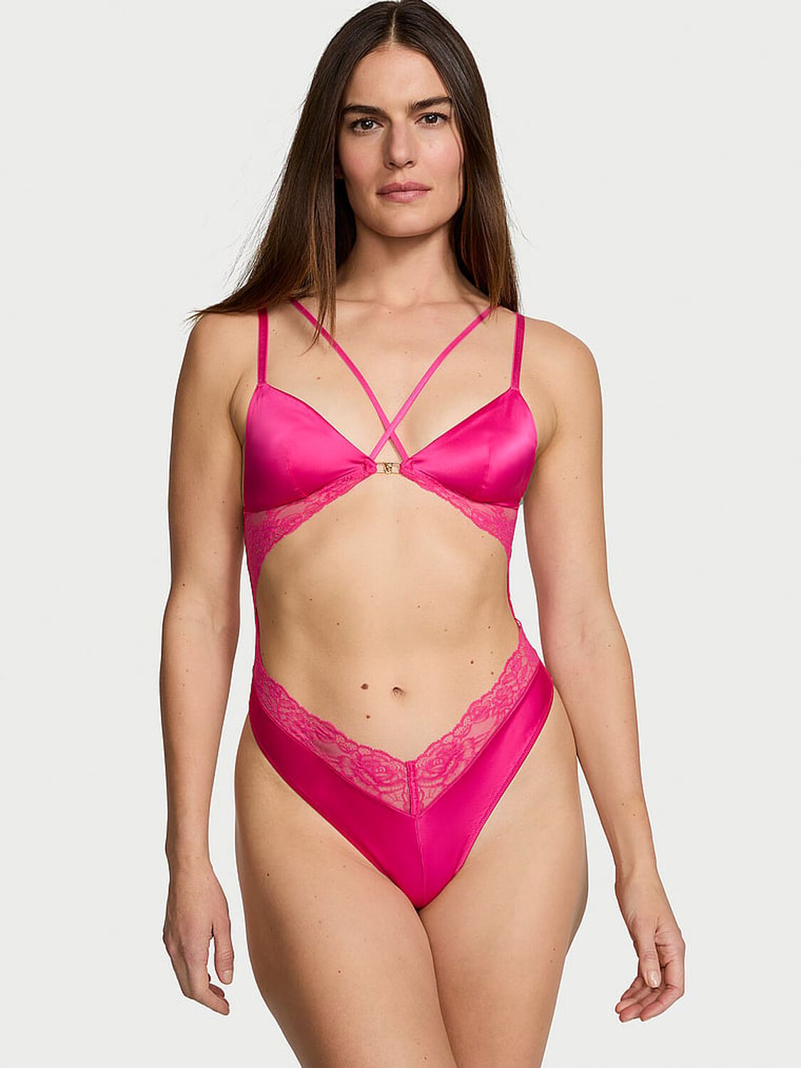 vs Very Sexy Satin & Lace Triangle Teddy 1 of 3 