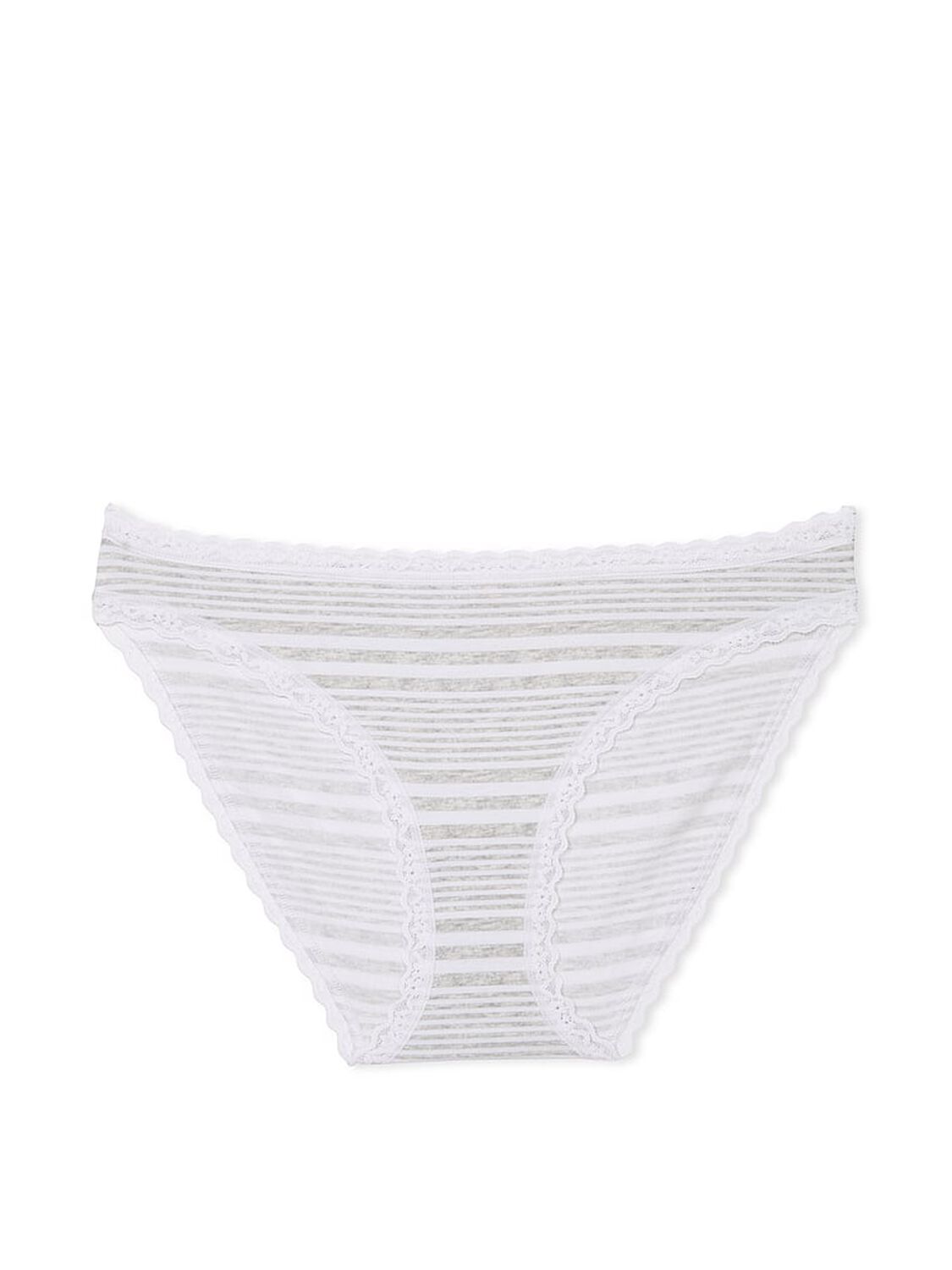 vs The Lacie Lace-Trim Cotton Bikini Panty White & Grey Stripes 3 of 3 