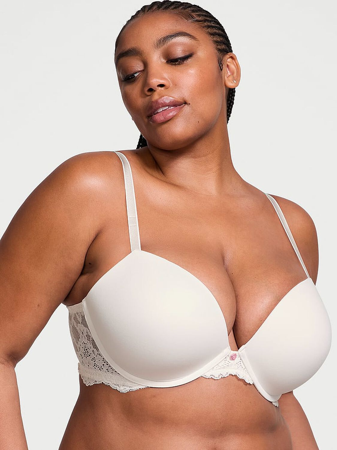 vs Dream Angels Smooth & Lace Push-Up Bra Coconut White 1 of 4 