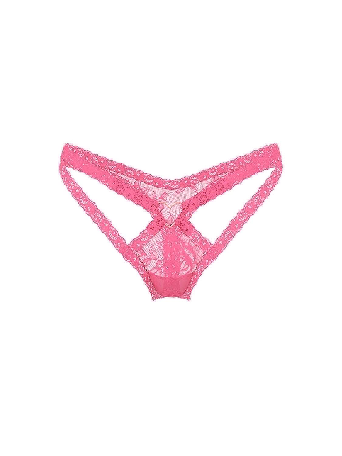 vs Very Sexy Lace Heart Hardware Strappy Thong Panty Rose Garden 3 of 3 