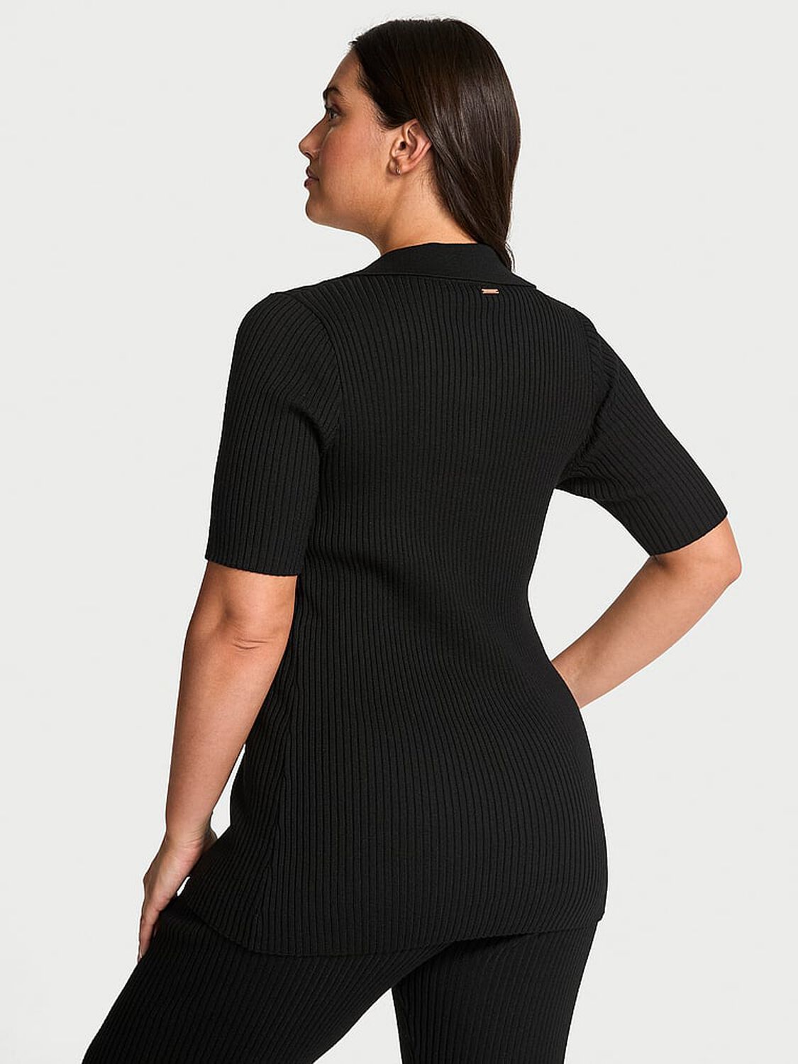 vs Victoria's Secret Luxe Ribbed Knit Flyaway Cardigan Black 2 of 2 