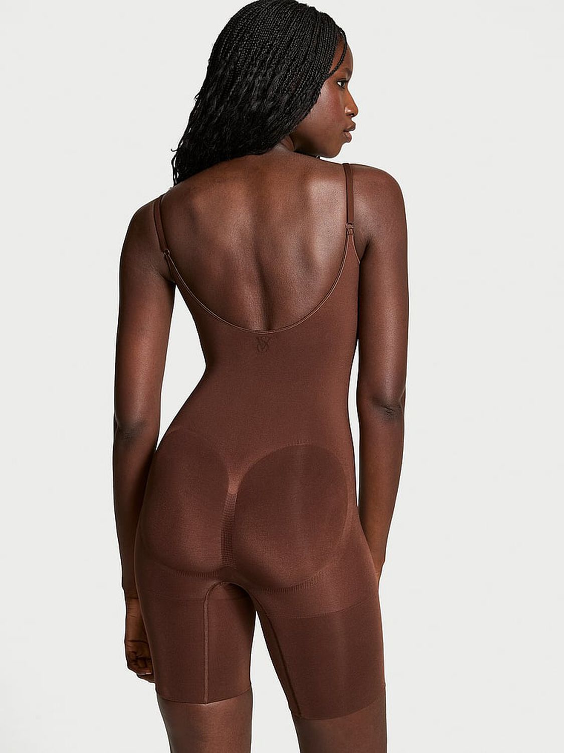 vs Victoria's Secret Shapewear by Victoria SeamlessShaping&trade; Mid-Thigh Bodysuit Ganache 2 of 4 