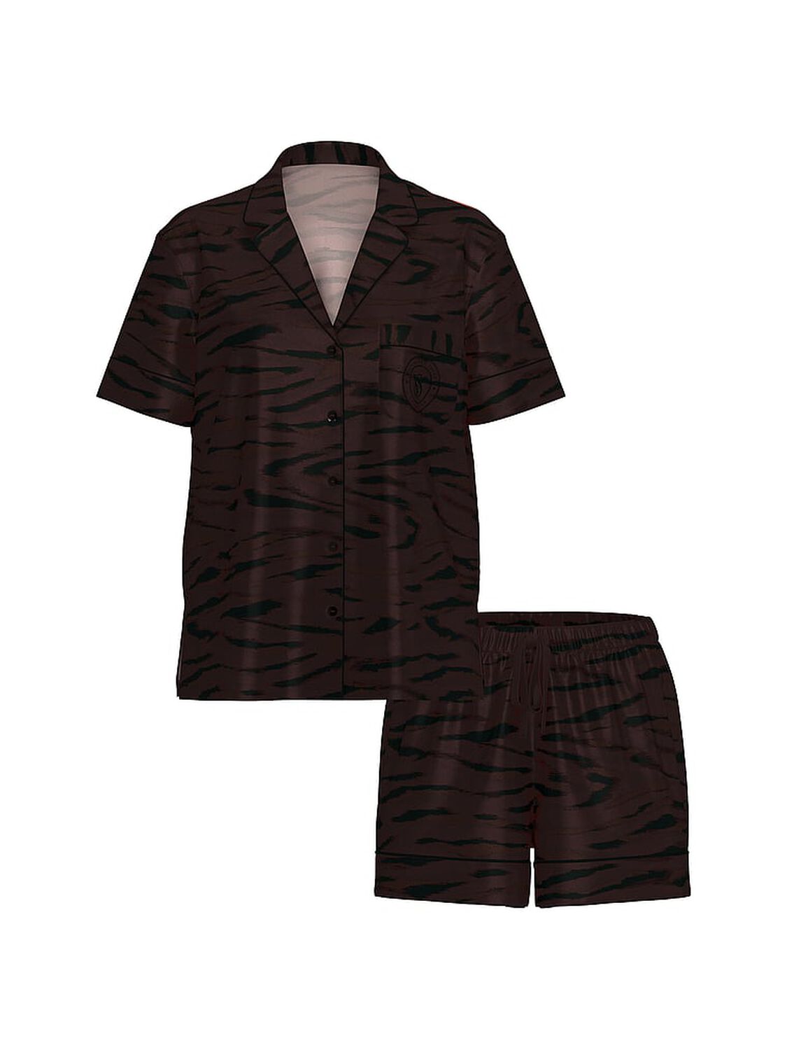 vs Victoria's Secret Glazed Satin Short Pajama Set Black/Ganache Tiger Skin 3 of 3 